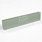 Bureau Vert Sage Professionnel Plaque Nom