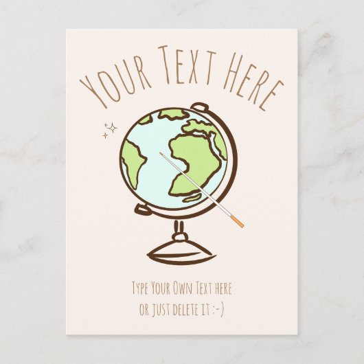 Bureau Wereldbol. Leraar Geografie. Cadeau sjabloo Briefkaart (Voorkant)