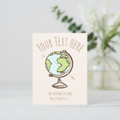 Bureau Wereldbol. Leraar Geografie. Cadeau sjabloo Briefkaart (Staand voorkant)