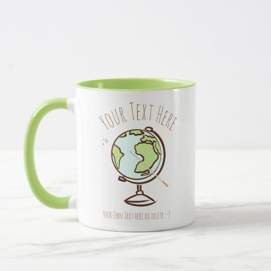 Bureau Wereldbol. Leraar Geografie. Cadeau sjabloo Mok (Links)