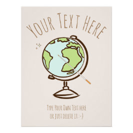 Bureau Wereldbol. Leraar Geografie. Cadeau sjabloo Perfect Poster