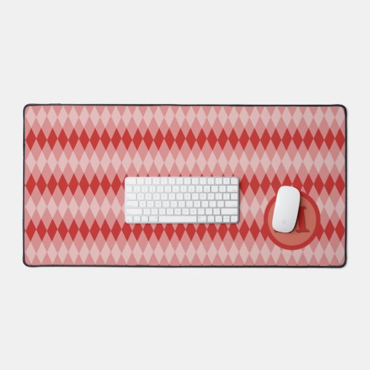 Bureaumat - Argyle Patroon in Rood met Monogram (Keyboard & Muis)