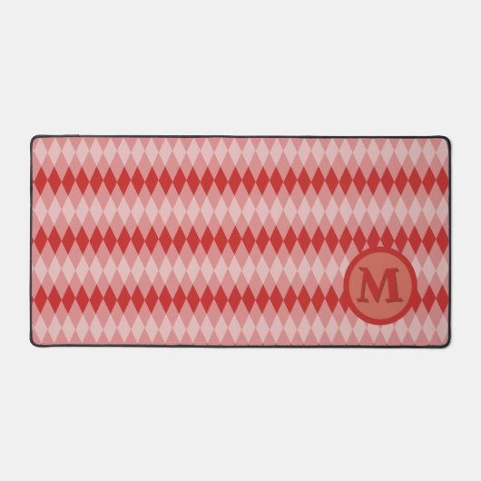 Bureaumat - Argyle Patroon in Rood met Monogram (Voorkant)