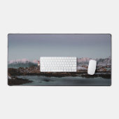 Bureaumat avec phare, montagnes neigées fjord (Clavier et souris)