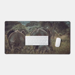 Bureaumat avec photo de famille d'éléphants