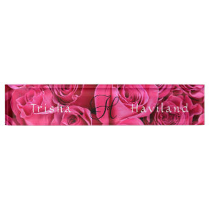 Bureaunaambord HAMbyWG - Roze Rozen Naambordje