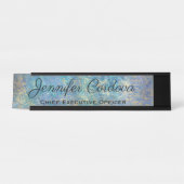 Bureauteken Pauw Turquoise Abstract Naambord Bureau Naambordje (Voorkant)