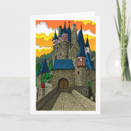 Burg Eltz - In kleur - Wenskaart Feestdagen Kaart