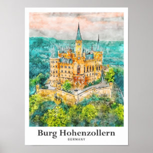 Burg Hohenzollern Duitsland Reizen Waterverf Poster