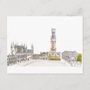 Burg Square. Brugge België. Briefkaart