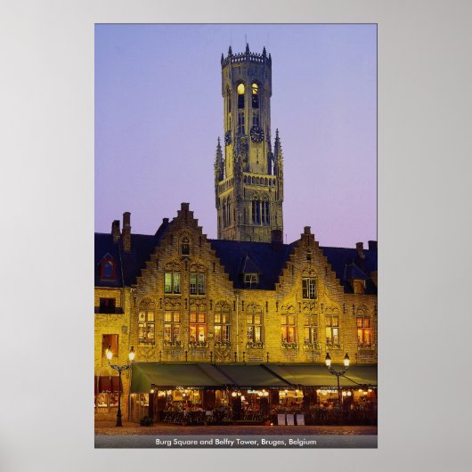 Burg Square en Belfry Tower, Brugge, België Poster (Voorkant)
