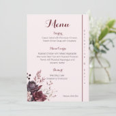 Burgandy Dusty Rose Floral Mariage Menu (Debout devant)