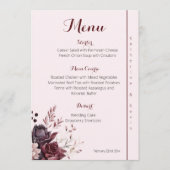 Burgandy Dusty Rose Floral Mariage Menu (Devant)