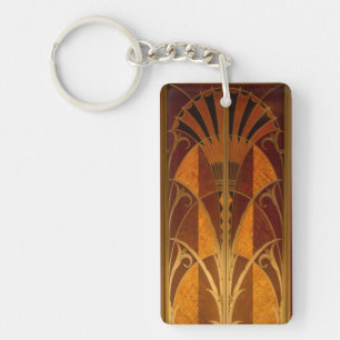 Burgandy en Gold Art Deco Sleutelhanger