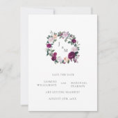 Burgandy florals elegant opslaan van de datum kaart (Voorkant)