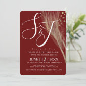 Burgandy Gold Foil Pampas Wedding Suite Kaart (Staand voorkant)
