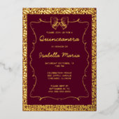 Burgandy Gold Foil Quinceañera Invitation tendance (Recto)