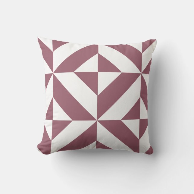 Burgandy Plum Geometric Deco Cube Pattern Kussen (Voorkant)