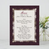 Burgandy Velvet Look Custom Wedding Menu (Debout devant)