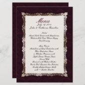 Burgandy Velvet Look Custom Wedding Menu (Devant / Derrière)