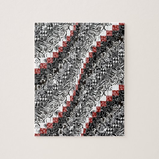 Burgello Quilt Pattern past Red Black aan Legpuzzel (Verticaal)