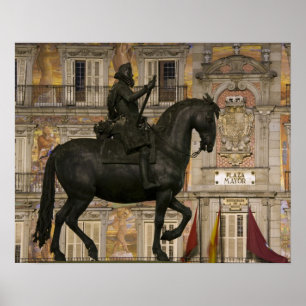 burgemeester van Plaza met standbeeld van Filipe I Poster