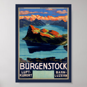 Bürgenstock Suisse Affiche de Voyage Vintage