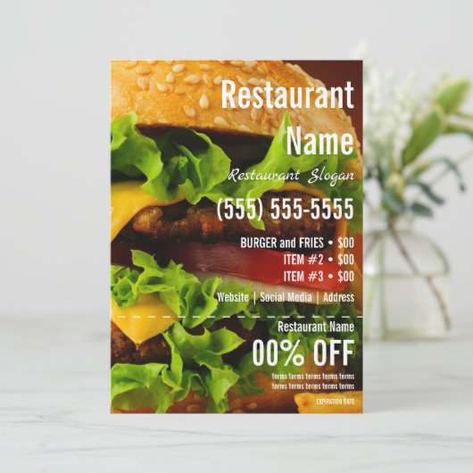 Burger 5x7 brochure kaart (Staand voorkant)