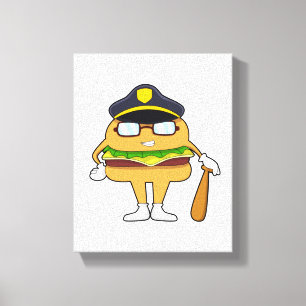 Burger als politieagent met pet van politie canvas afdruk