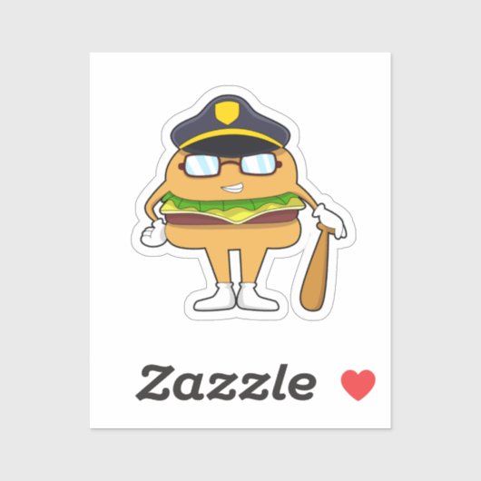 Burger as Police officer with Police hat Sticker (Vel)
