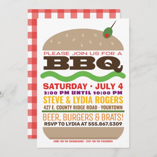 Burger Barbeque | Zomer BBQ Kaart (Voorkant / Achterkant)