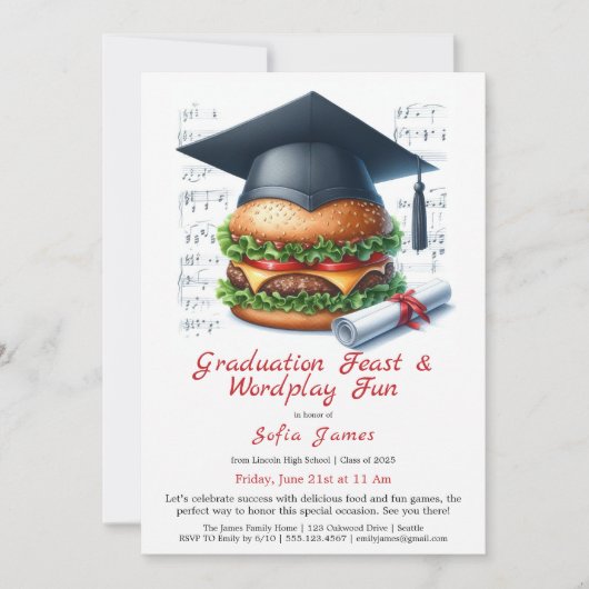 Burger Bash Graduation Celebration Invitation (Devant)