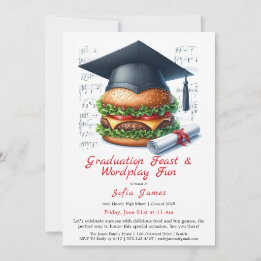 Burger Bash Graduation Celebration Invitation (Devant)