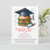 Burger Bash Graduation Celebration Invitation Kaart (Staand voorkant)