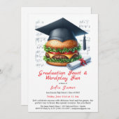 Burger Bash Graduation Celebration Invitation Kaart (Voorkant / Achterkant)