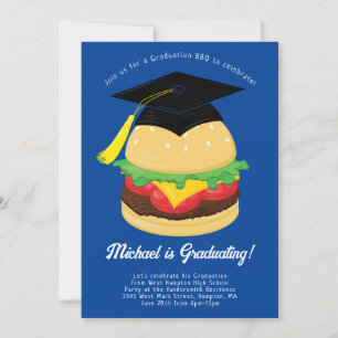 Burger BBQ Graduation Party Invitation Kaart