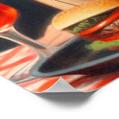  Burger BBQ Vrouw Poster (Hoek)