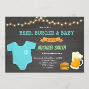 Burger beer thème bébé Invitation