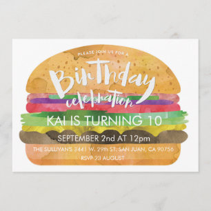 Burger Birthday Celebration Party Kaart