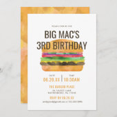 Burger Birthday Party Kaart (Voorkant / Achterkant)