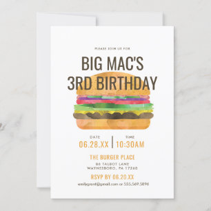 Burger Birthday Party Kaart
