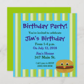 Burger Birthday Party - Uitnodigingen (Voorkant / Achterkant)