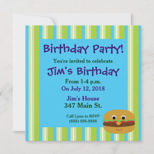 Burger Birthday Party - Uitnodigingen