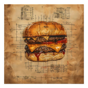 Burger Blueprint  Foto Afdruk