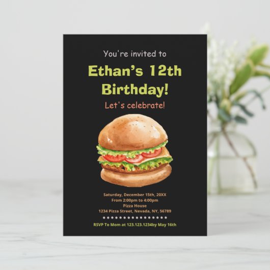 Burger Brown noir Invitations d'anniversaire (Debout devant)