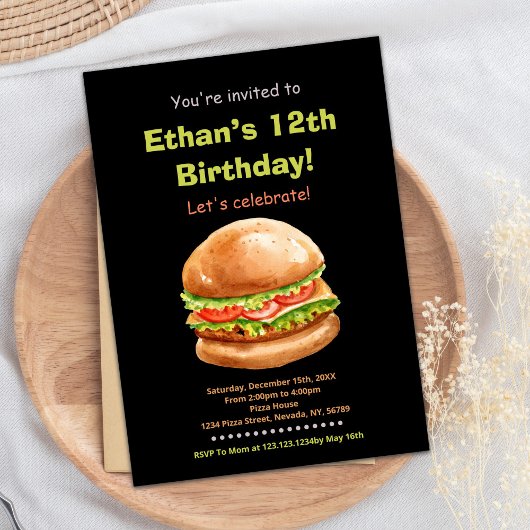 Burger Brown noir Invitations d'anniversaire