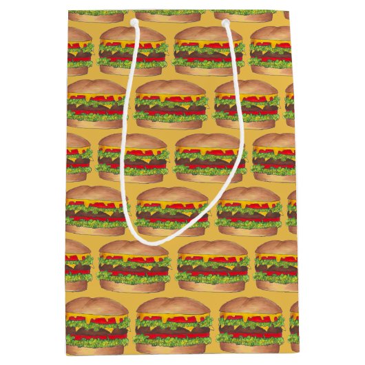 Burger Cheeseburger Fast Food Picknick Cookout Par Medium Cadeauzakje (Voorkant)