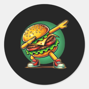 Burger Dabbing Dansen Grappig Burger Hamburger Ete Ronde Sticker