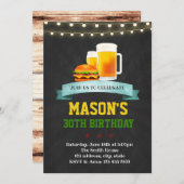Burger de bière invitation fête d'anniversaire (Devant / Derrière)