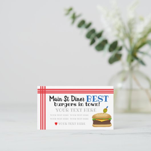 Burger/Diner/Restaurant Visitekaartje (Staand voorkant)